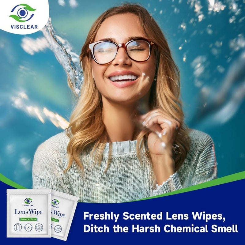 VisClear Lens Wipes for Eyeglasses, 100 counts, Ocean Scent, Individually Wrapped, Glasses Wipes, Safe for Eye Glasses,Camera Lens & Electronic Screens - Image 5